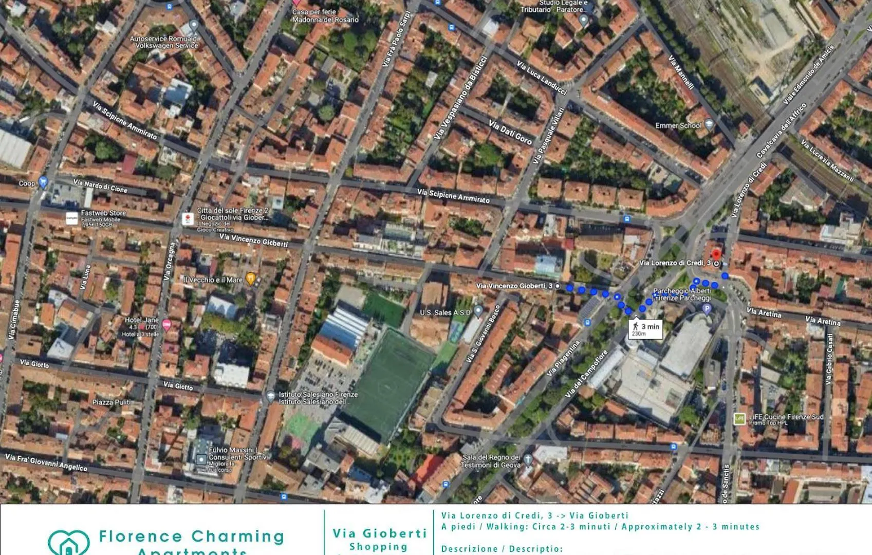 Via Lorenzo Di Credi 3 - Grazioso Appartamento Con Vista, In Piazza Alberti Vicino Stadio, Nelson Mandela Forum E Con Parcheggio Di Fronte - Florence Charming Apartments Italy
